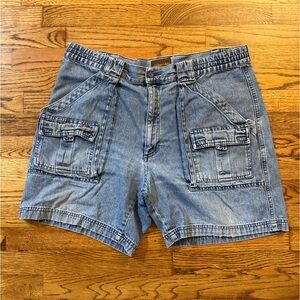 Men’s Vintage St. John’s Bay Faded Denim Cargo Shorts Size 38